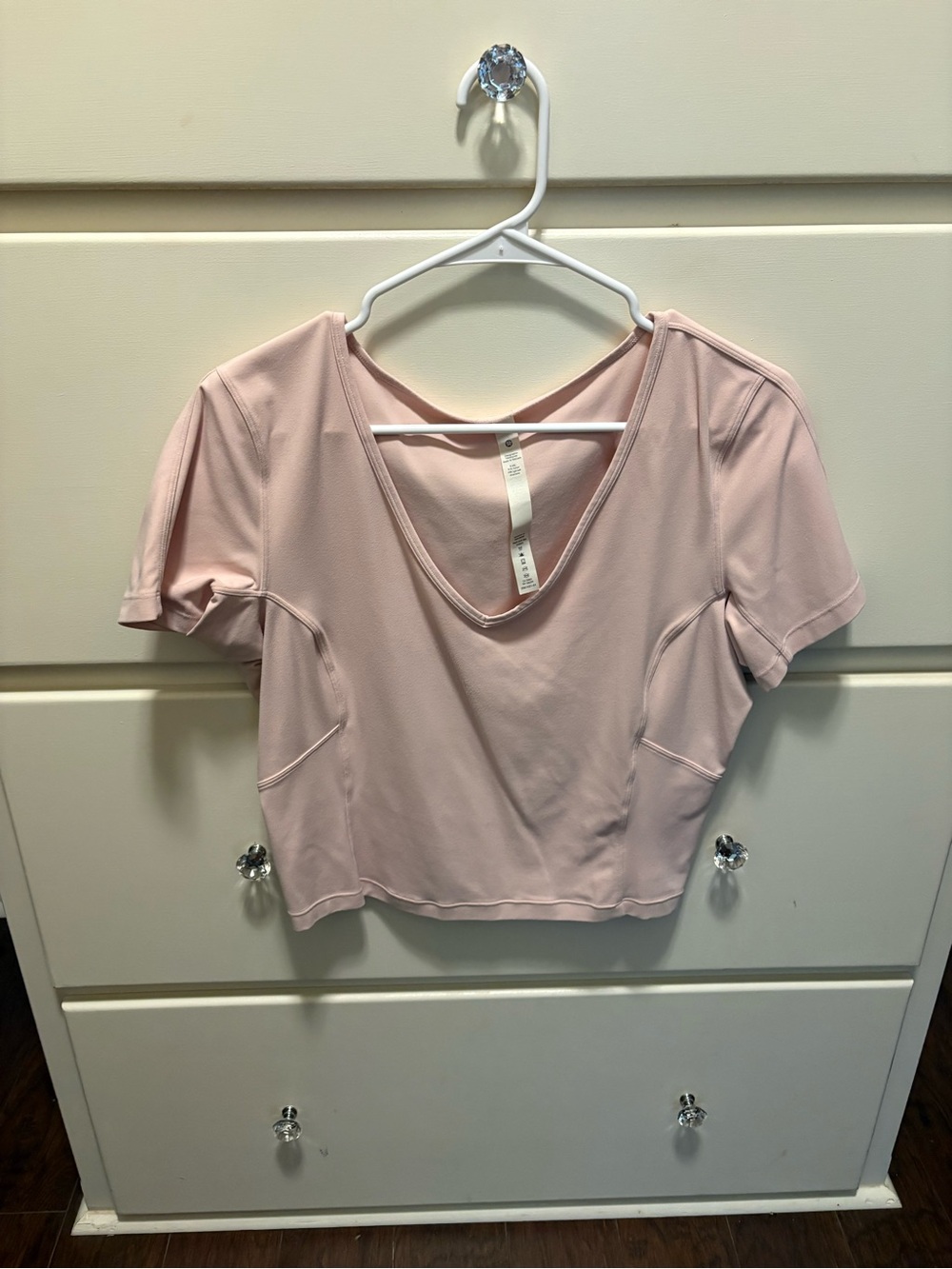 lululemon athletica Light Blush Pink V-Neck Performance Crop Top